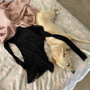 UO Black Fishnet Long Sleeve Shirt